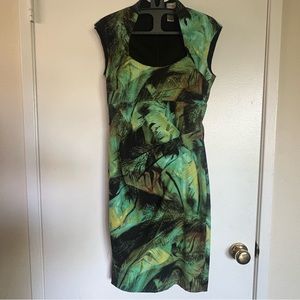 Caché | Green fitted cocktail dress size 2